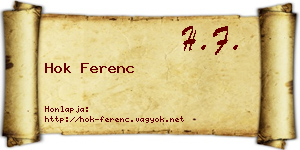 Hok Ferenc névjegykártya